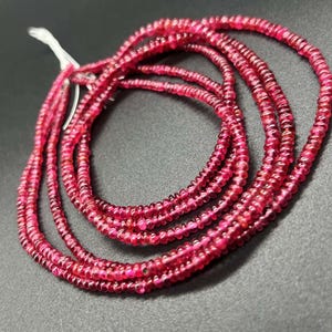 Rare Red Spinel Rondelle Beads Strand, Smooth Burma Spinel Gemstone Beads, 9 Inches Strand Natural Red Spinel Gemstone Jewelry Necklace