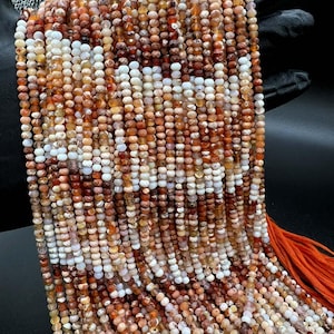 AAA+ Naturald Mexican Fire Opal Loose Gemstone Beads 4mm, Fire opal Faceted Rondelle Beads 13&quot;inch Opal Beads Opal Stone Orange Opal