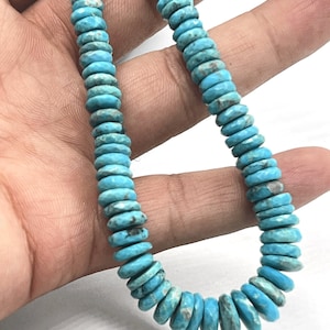 Arizona Turquoise Faceted Tyre Natural Blue Turquoise Tyre Shape Beads Arizona Turquoise Heishi Cut Beads Turquoise Wheel Shape Rondelle