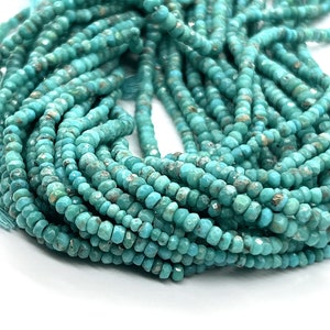 Arizona Turquoise Faceted Rondelle Natural Blue Turquoise Rondelle Shape Beads Arizona Turquoise Beads Sleeping Beauty Turquoise Gemstone