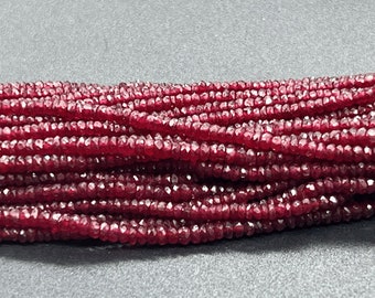 Red Ruby Longido Faceted Rondelle Beads 2-3mm Natural Ruby Rondelle Beads Micro Ruby Loose Beads Gemstone Jewelry Ruby Beads Ruby Necklace