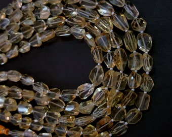 Yellow Citrine Faceted Nuggets Beads , Natural Citrine Loose Gemstone Beads  14" strand AAA Quality