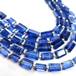 Natural Faceted Kyanite Baguette Shape Nuggets Beade 10&quot; AAA+ Dark Blue Kyanite Fancy Shape Briolettes 5x7-7x11