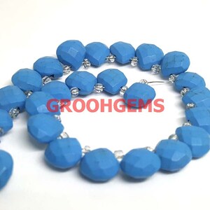 AAA+ Natural Faceted Turquoise Heart Shape Briolettes Beads 9mm, Turquoise Gemstone Beads