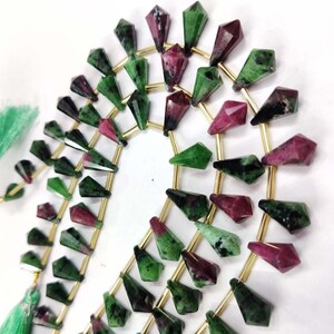 Ruby Zoisite Faceted Cone Shape Beads AAA+ Ruby Zoisite Briolettes Loose Gemstone 20 Beads Natural Ruby Emerald Fancy Drops