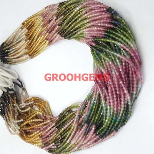 AAA Multi Turmalin Micro Facettierte Rondelle Lose Perlen 2mm, Turmalin Edelstein 13"Strang