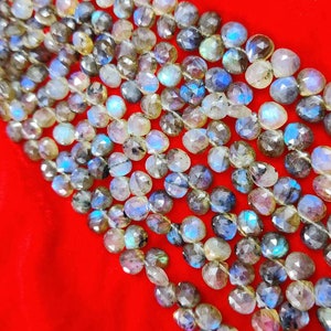 Natural Labradorite Heart Shape Beads Blue Flash Labradorite Beads 7mm