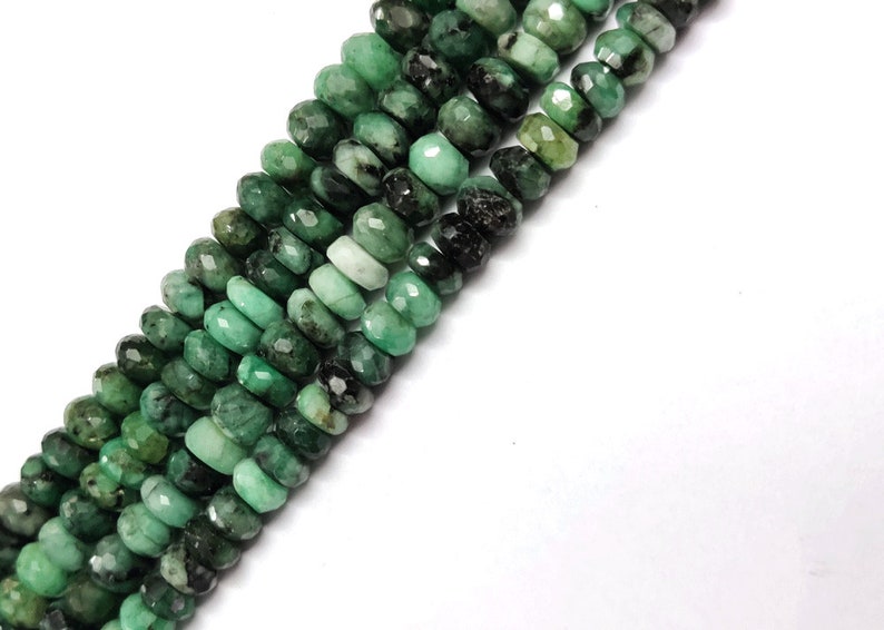 Naturald Emerald Faceted Rondelle Beads Emerald Gemstone Beads Etsy