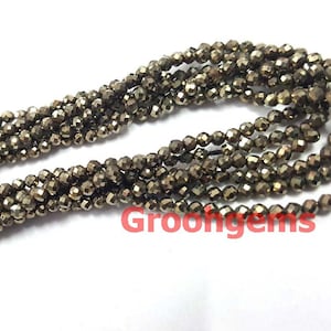 AAA 2mm Mikro facettierte Rondelle Pyritperlen 13&quot; Zoll-Strang / Pyritperlen