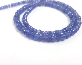 Blue Tanzanite Gemstone Beads, Natural Tanzanite Faceted Rondelle Loose Beads Fine Quality 3-6mm