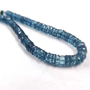 Blue London Topaz Faceted Tyre Shape Beads London Topaz Heishi Cut Beads Natural Topaz Faceted Rondelle Fine Quality AAA Mystic Blue Topaz