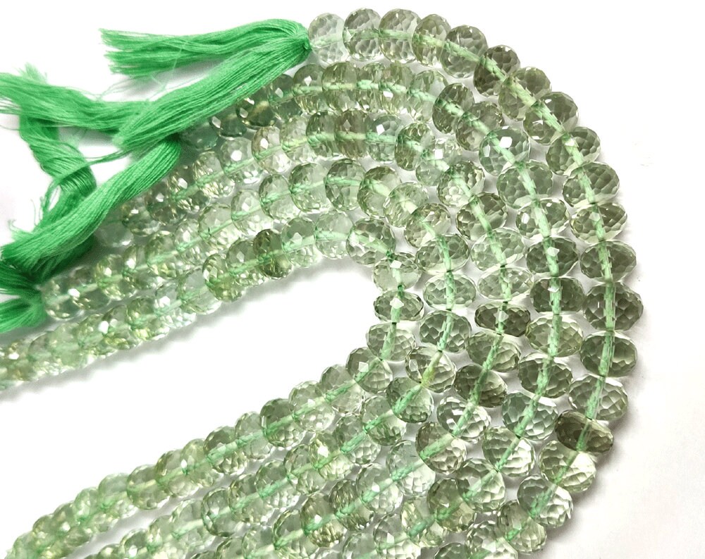 Naturald Green Amethyst Faceted Rondelle Beads Amethyst Gemstone Beads Amethyst Faceted Rondelle Fine Quality AAA