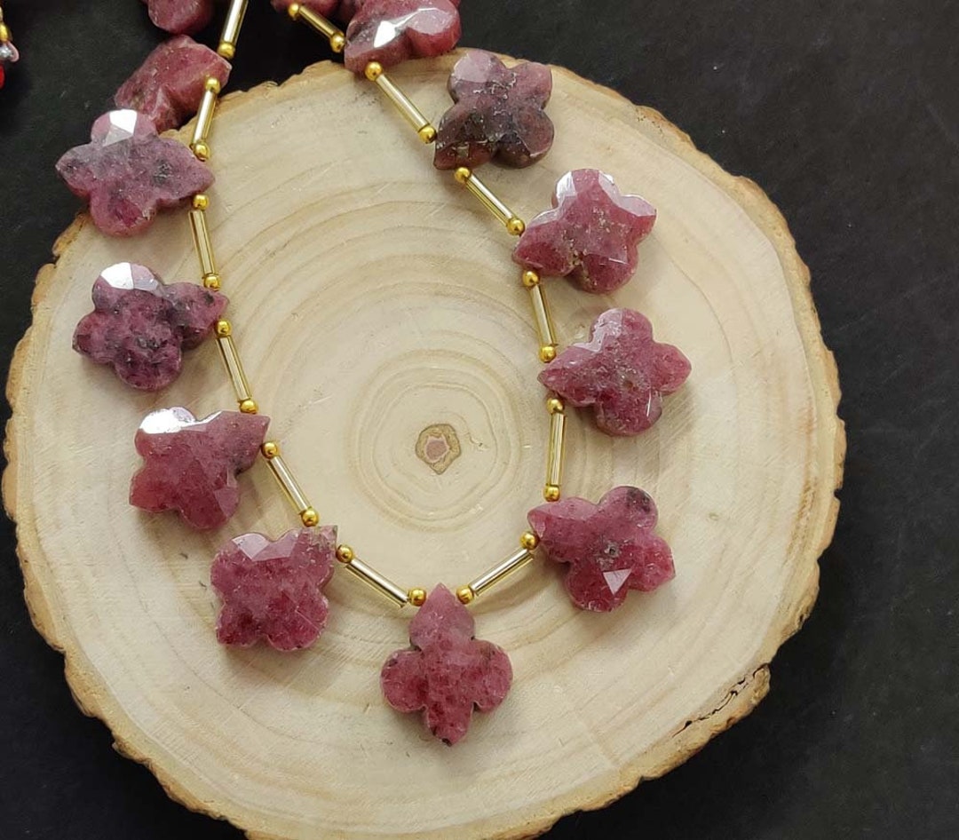 Natural Rhodonite Faceted Fancy Shape Beads AAA+ Rhodonite Briolettes ...