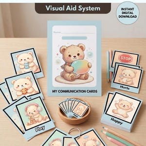 Visuelle Kommunikationskarten | AAC-Signalsystem für Kinder mit Sprachverzögerung und Autismus – Sofortiger digitaler Download