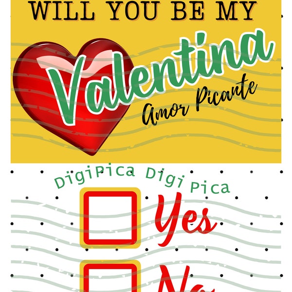Will You Be My Valentina PNG, Mexican Hot Sauce, Valentine' Day, Sticker Sheet, To use with either Cricut or Silohuette