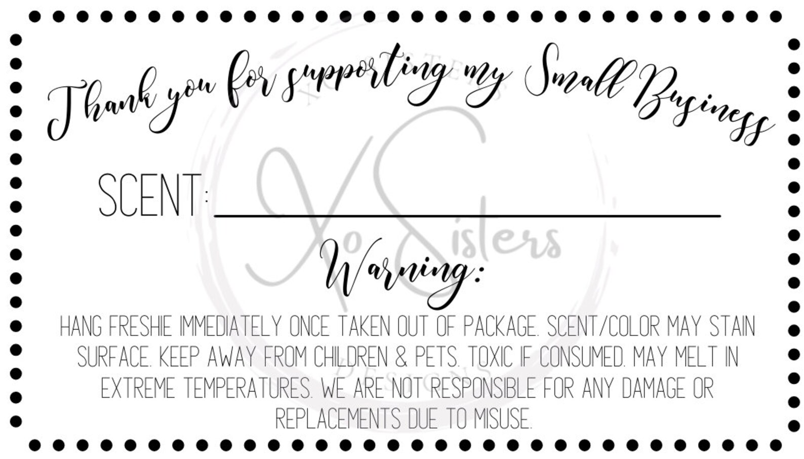 Freshie Scent Labels Freshies Warning Labels Warning Scent Etsy
