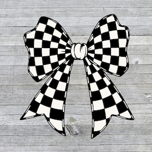 Checkered Coquette Bow, Checkered Print, Retro PNG, Preppy PNG Design, Coquette Bow, Digital Design, Instant Download