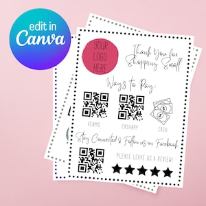 Panneau de paiement | Scannez pour payer | Feuille de paiement | Modes de paiement professionnels | Feuille de paiement d'entreprise | Modifiable numériquement