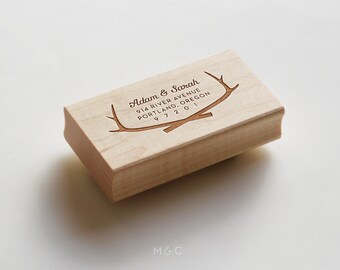 Classic Antlers - Christmas Collection - Personalized Stamp