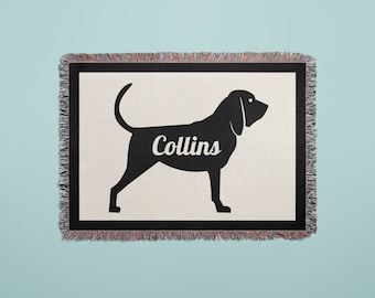 Dog Silhouette Personalized Woven Blanket Throw - Breeds