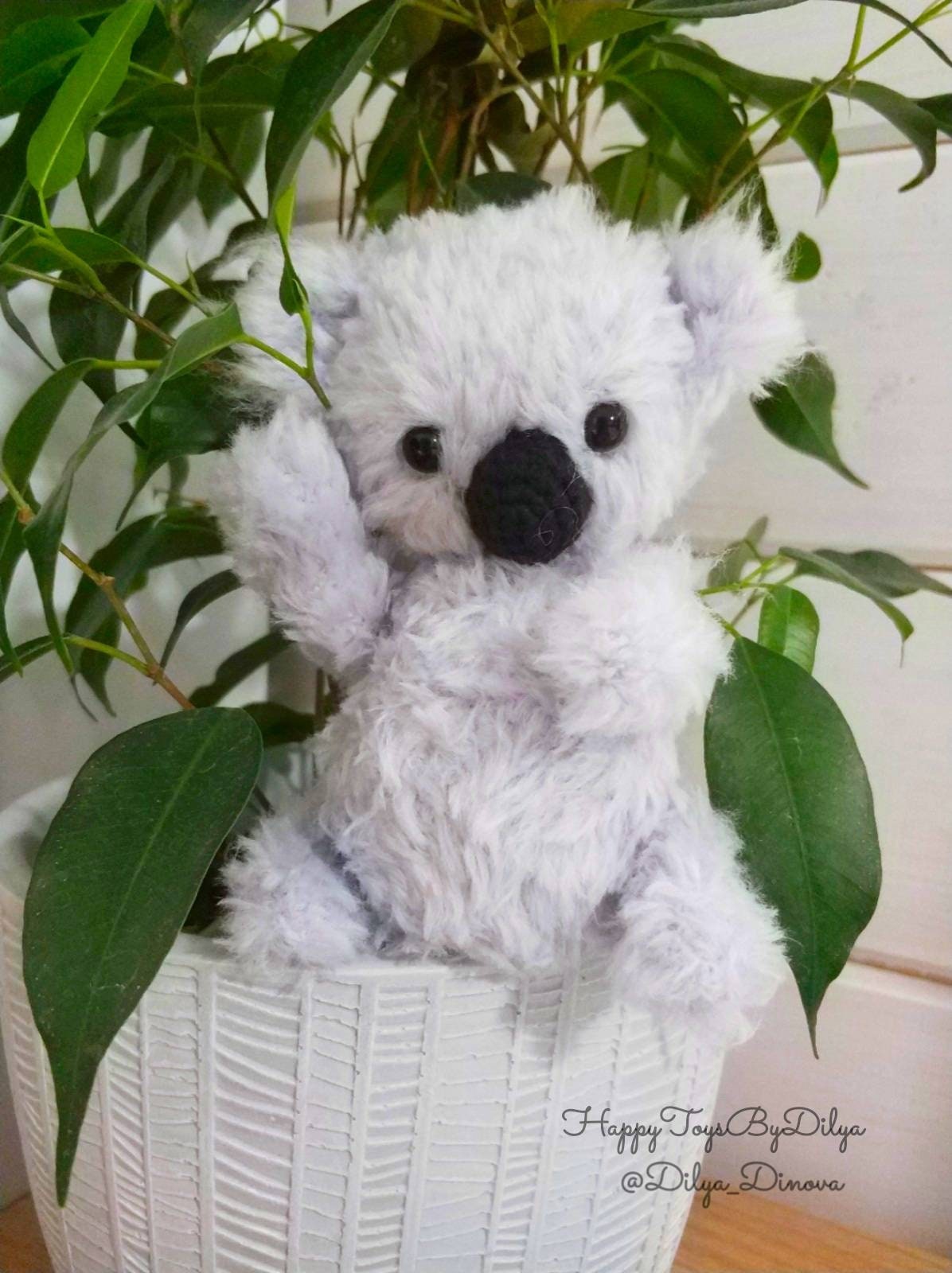 Plush Koala Bear Stuffed Animal Cute Toy Crochet Fluffy Teddy Etsy