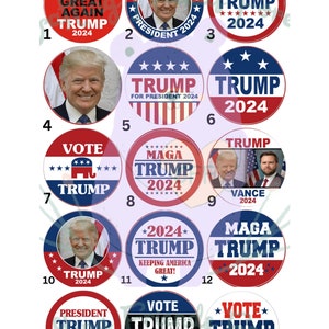 Donald Trump 2024 Presidential Election Pin Buttons