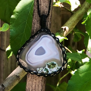 Natural slice necklace men, agate jewelry for women, agate necklaces for women, macrame necklace for men, macrame gemstone necklace, agate