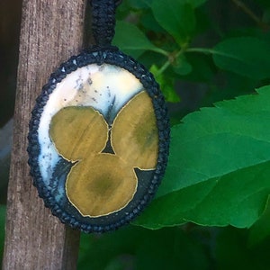 Ocean jasper pendant necklace for women, jasper necklace men, woodland jewelry handmade, macrame necklace for men,macrame gemstone necklace
