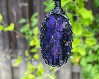 Charoite necklace for women, charoite jewelry handmade, Russian stone necklace men, spiritual necklace for mom, macrame necklace for men,
