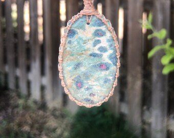 Ruby Fuchsite pendant necklace for women, July birthstone jewelry,Ruby pendant,Ruby jewellery,Healing stone pendant for men,Macrame necklace