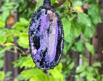 Charoite necklace for women, charoite jewelry handmade, Russian stone necklace men, spiritual necklace for mom, macrame necklace for men,