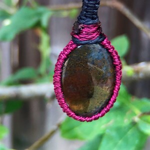 Ocean jasper pendant,ocean jasper necklace men,jasper pendant necklace  for women, healing stone necklace, macrame gemstone pendant, jasper