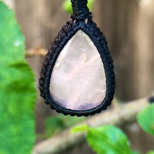 Rose Quartz necklace, Rose Quartz jewelry ,macrame mini , Raw crystal necklace, Heart chakra, Quartz necklace, macrame necklace for women