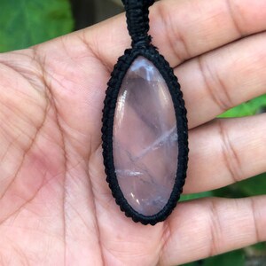 Rose Quartz necklace, Rose Quartz jewelry ,macrame mini , Raw crystal necklace, Heart chakra, Quartz necklace, macrame necklace for women