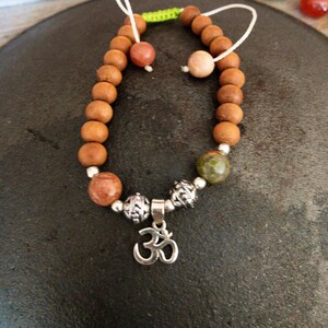 Sandalwood bracelet, Unakite Bracelet, 925 OM bracelet, bracelet bead