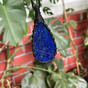 Lapis lazuli necklace for women, lapis lazuli pendant, macrame necklace for men, lapis lazuli macrame necklace women, surfer necklace  men,