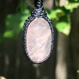 Rose Quartz necklace, Rose Quartz jewelry ,macrame mini , Raw crystal necklace, Heart chakra, Quartz necklace, macrame necklace for women