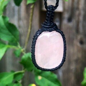 Rose Quartz necklace, Rose Quartz jewelry ,macrame mini , Raw crystal necklace, Heart chakra, Quartz necklace, macrame necklace for women