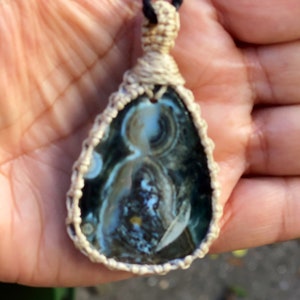 Ocean jasper pendant,ocean jasper necklace men,jasper pendant necklace for women, healing stone necklace, macrame gemstone pendant, jasper image 8