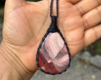 SNAKE SKIN JASPER Pendant necklace, jasper pendant men, macrame necklace for me