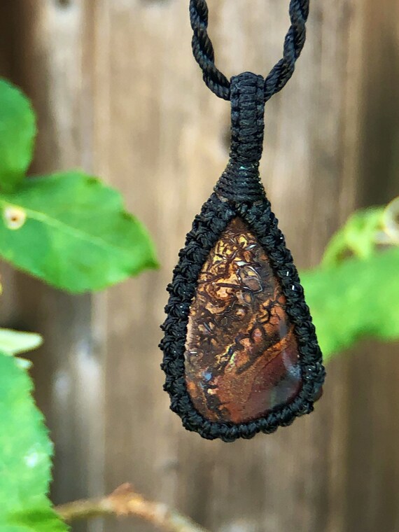 Macrame Boulder Opal Necklace Macrame Boulder Opal Necklace