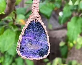 Charoite necklace for women, charoite jewelry handmade, Russian stone necklace men, spiritual necklace for mom, macrame necklace for men,
