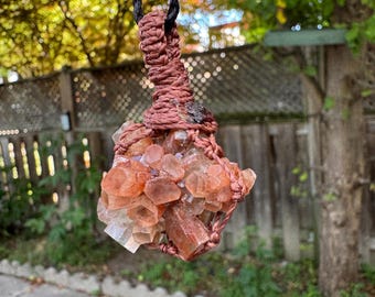 ARAGONITE CRYSTAL NECKLACE, Raw Aragonite jewelry, Grounding Crystal necklace, Healing Stone Pendant, macrame stone necklace, boho necklace