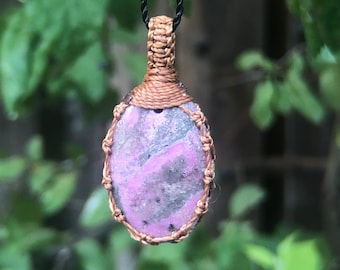 PINK COBALT CALCITE pendant, pink cobaltoan calcite, pink necklace, macrame gemstone necklace, macrame stone necklace, surfer necklace men
