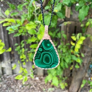 Malachite Necklace for women, Malchite jewelry handmade, Macrame gemstone pendant, macrame necklaces for women, macrame necklace for men image 1