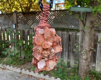 ARAGONITE CRYSTAL NECKLACE, Raw Aragonite jewelry, Grounding Crystal necklace, Healing Stone Pendant, macrame stone necklace, boho necklace