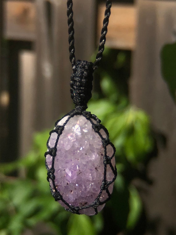 Handmade Moss Agate Gemstone Pendant Anxiety Women Statement Jewelry 2.4