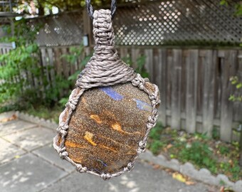 BOULDER OPAL NECKLACES,  raw opal pendant, emotional healing necklace, creative gifts him, boho opal necklace, macrame gemstone  necklace