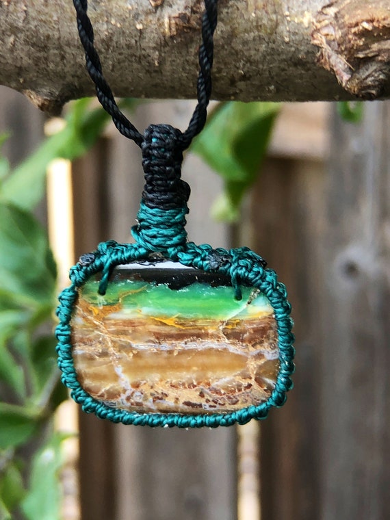 Opalized Petrified Wood Necklace for Women Macrame Necklace for Men Macrame Gemstone Necklace Petrified Wood Pendant for Men Macrame Etsy