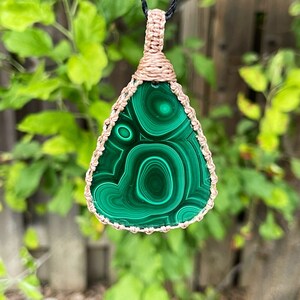 Malachite Necklace for women, Malchite jewelry handmade, Macrame gemstone pendant, macrame necklaces for women, macrame necklace for men image 5